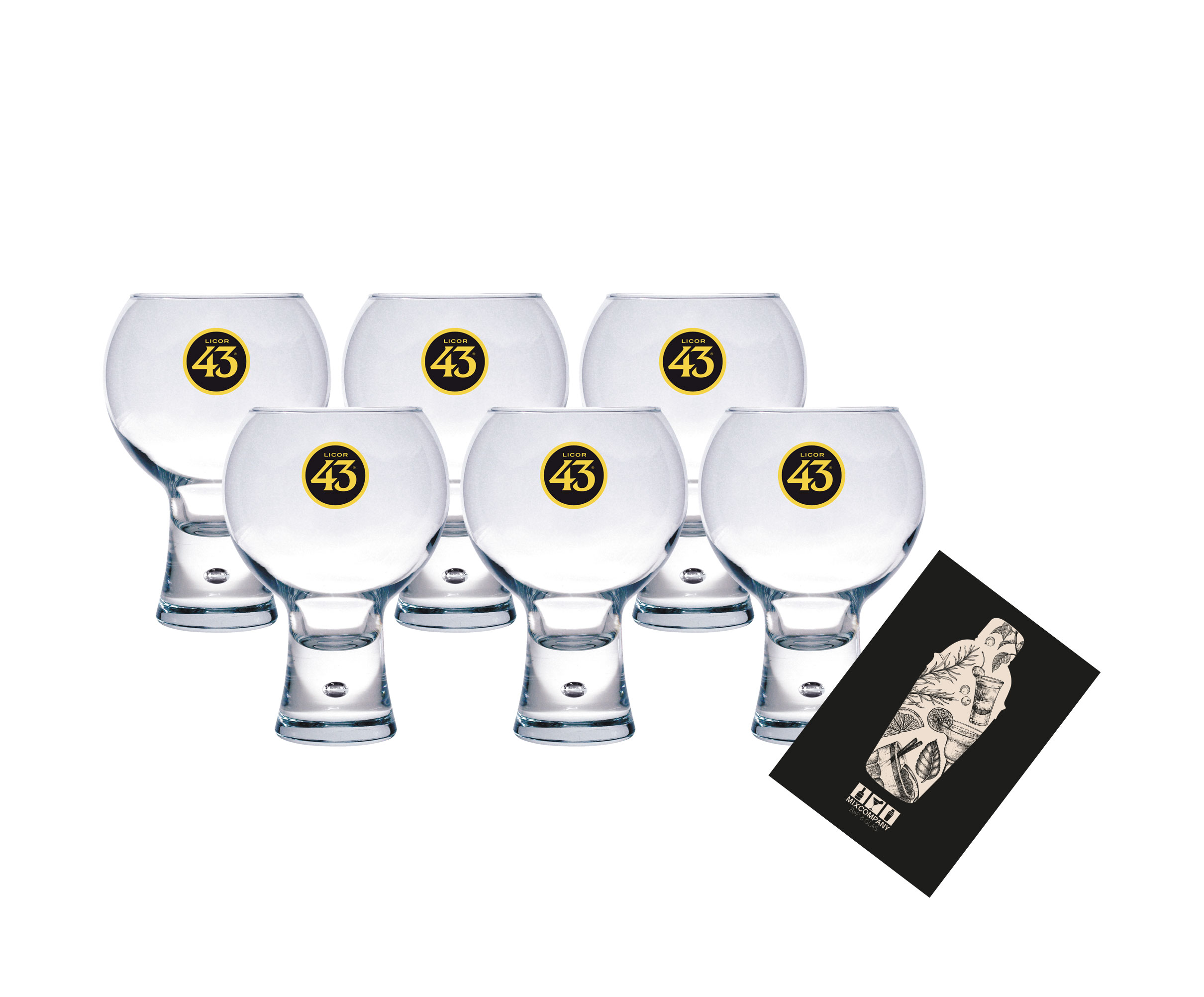 Licor 43 Cuarenta y Tres 6x Ballonglas Logo gelb - 6er Set Glas Gläser Likör Liquor 43er 