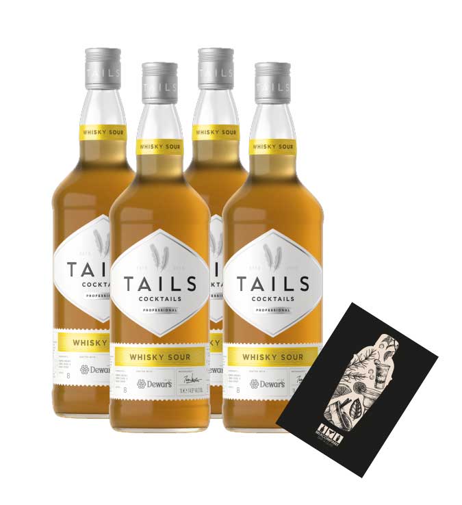 Tails Cocktails 4er Set Whisky Sour 4x 1L (14,9% Vol) Fertig Cocktail Ready to Drink- [Enthält Sulfite]