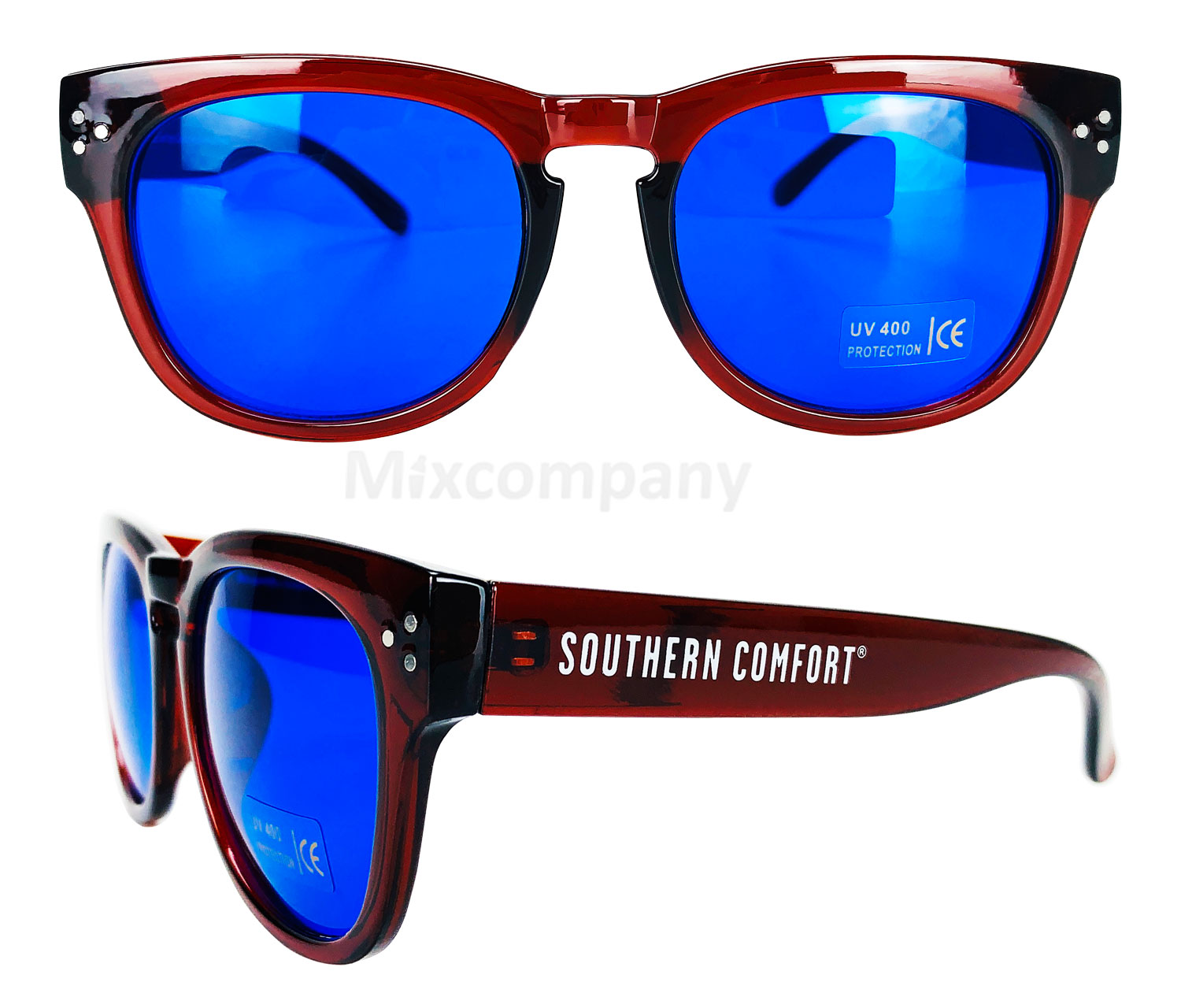 Southern Comfort Nerd Sonnenbrille blau UV400 Unisex Retro Vintage Style Party Festival Bar