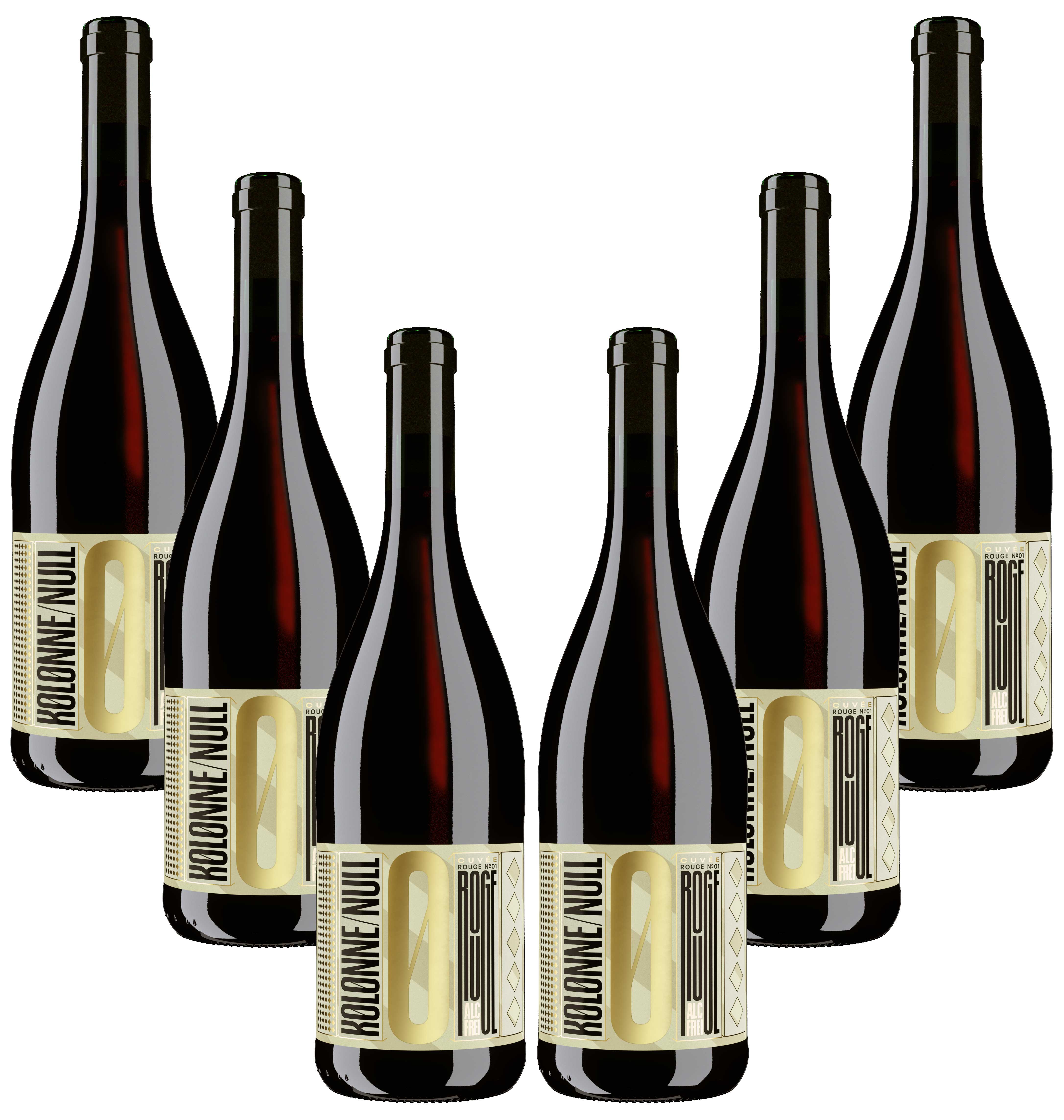 Rotwein Alkoholfrei (6x 0,75 L) KOLONNE NULL Cuvée Rouge | Rotwein ohne Alkohol aus Spanien  | Vegan & kalorienarm