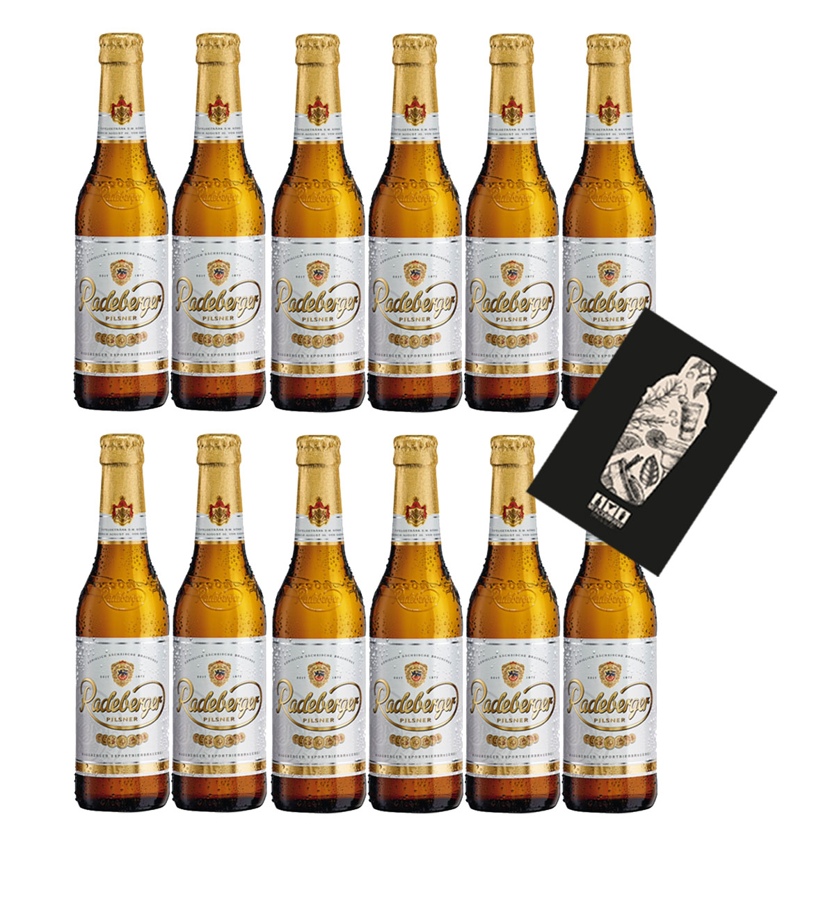 Radeberger Premium Pils 12er Set Bier 0,33l (4,8% Vol) mit Mixcompany Grußkarte inkl Pfand MEHRWEG- [Enthält Sulfite]