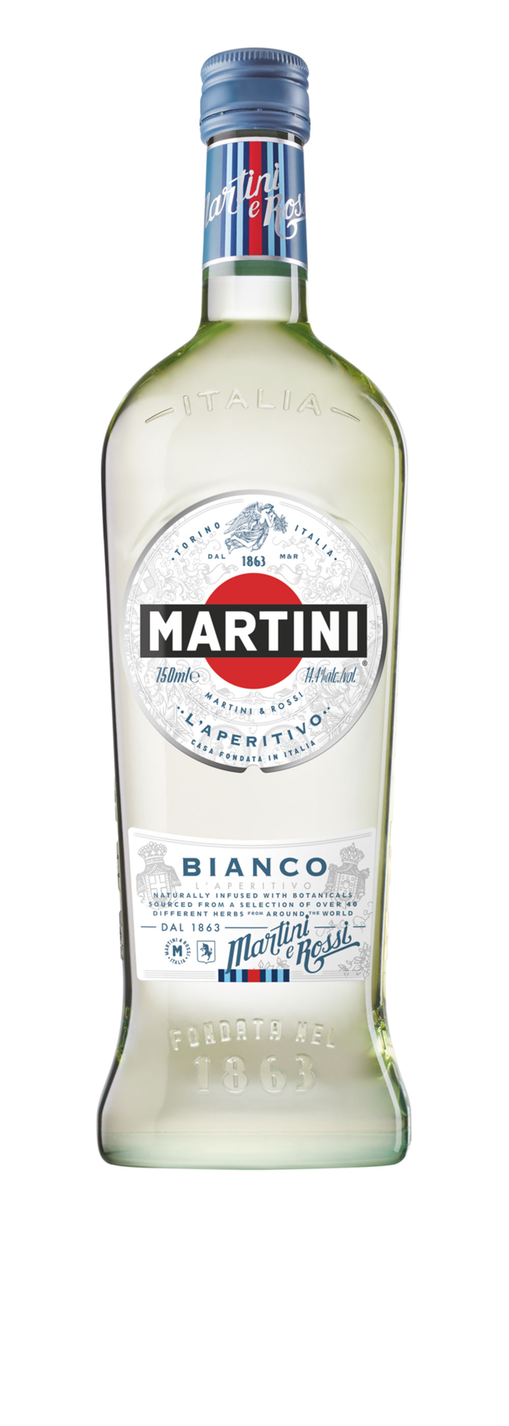 Martini Bianco Schuber Geschenkset - Wermuth 0,75L (14,4% Vol) + 2x Ballon Glas / Gläser-Set