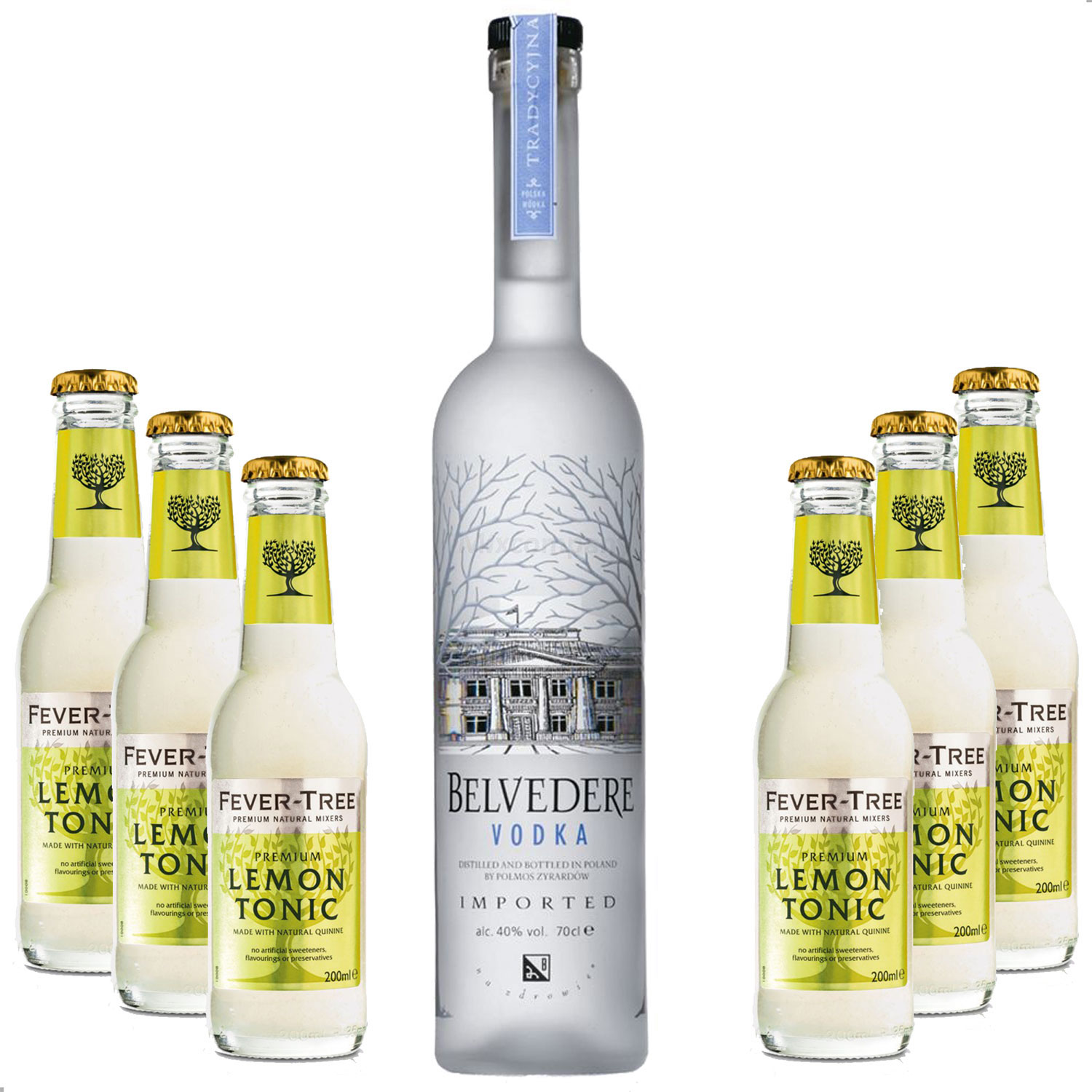 Vodka Lemon Set - Belvedere Vodka 0,7l 700ml (40% Vol) + 6x Fever Tree Lemon Tonic 200ml inkl. Pfand MEHRWEG