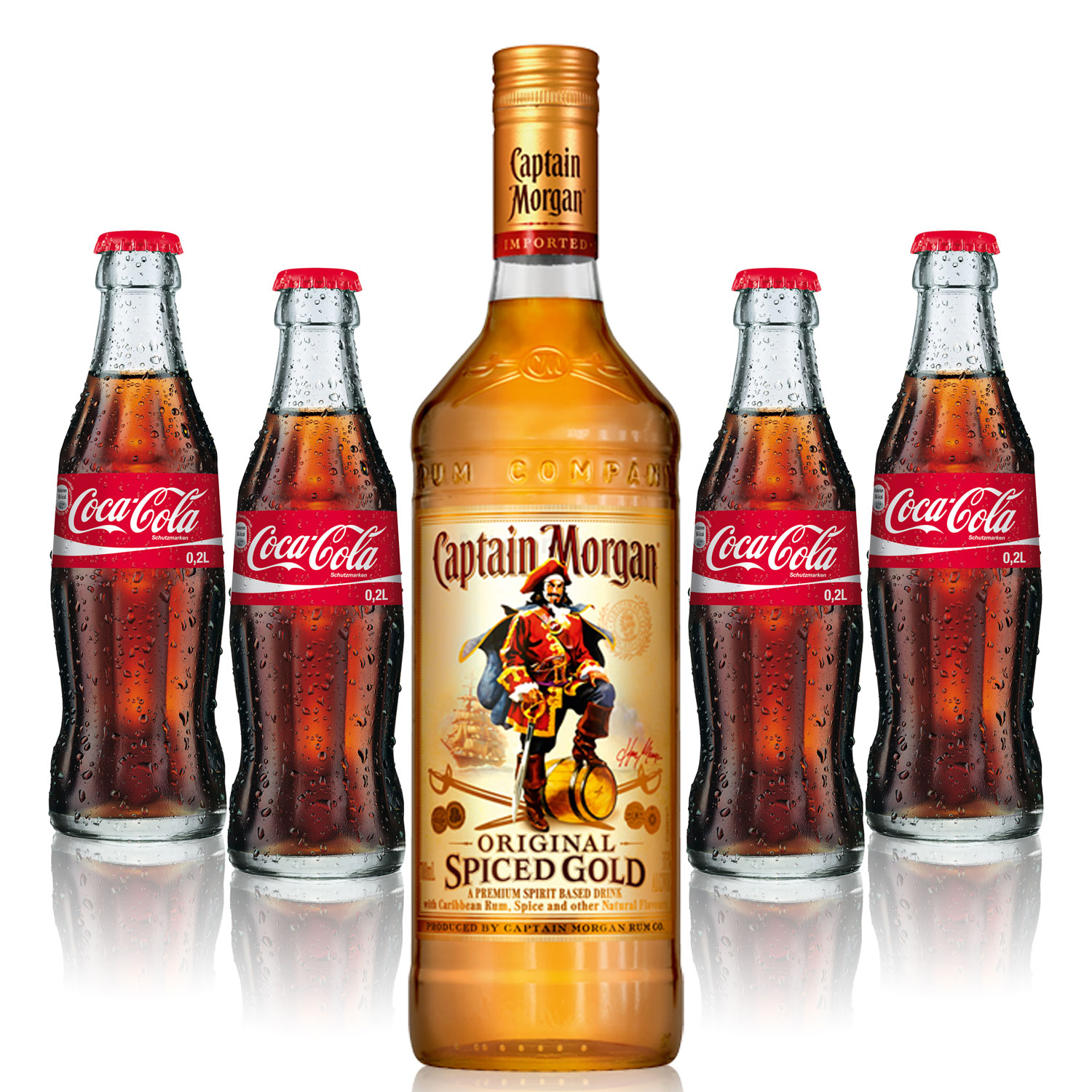 Cuba Libre Set - Captain Morgan Spiced Gold Rum 0,7l 700ml (35% Vol) + 4x Coca Cola 0,2L - Inkl. Pfand MEHRWEG
